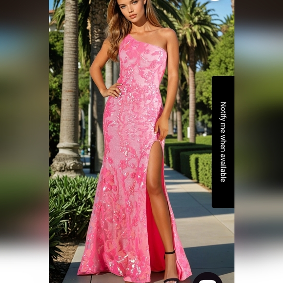 PromGirl Dresses & Skirts - PromGirl One-Shoulder Neon Sequin Long Prom Dress Size 2